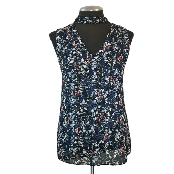 White House Black Market - Sleeveless Floral Choker Zip Back Blouse – Size 6 - Picture 2 of 10